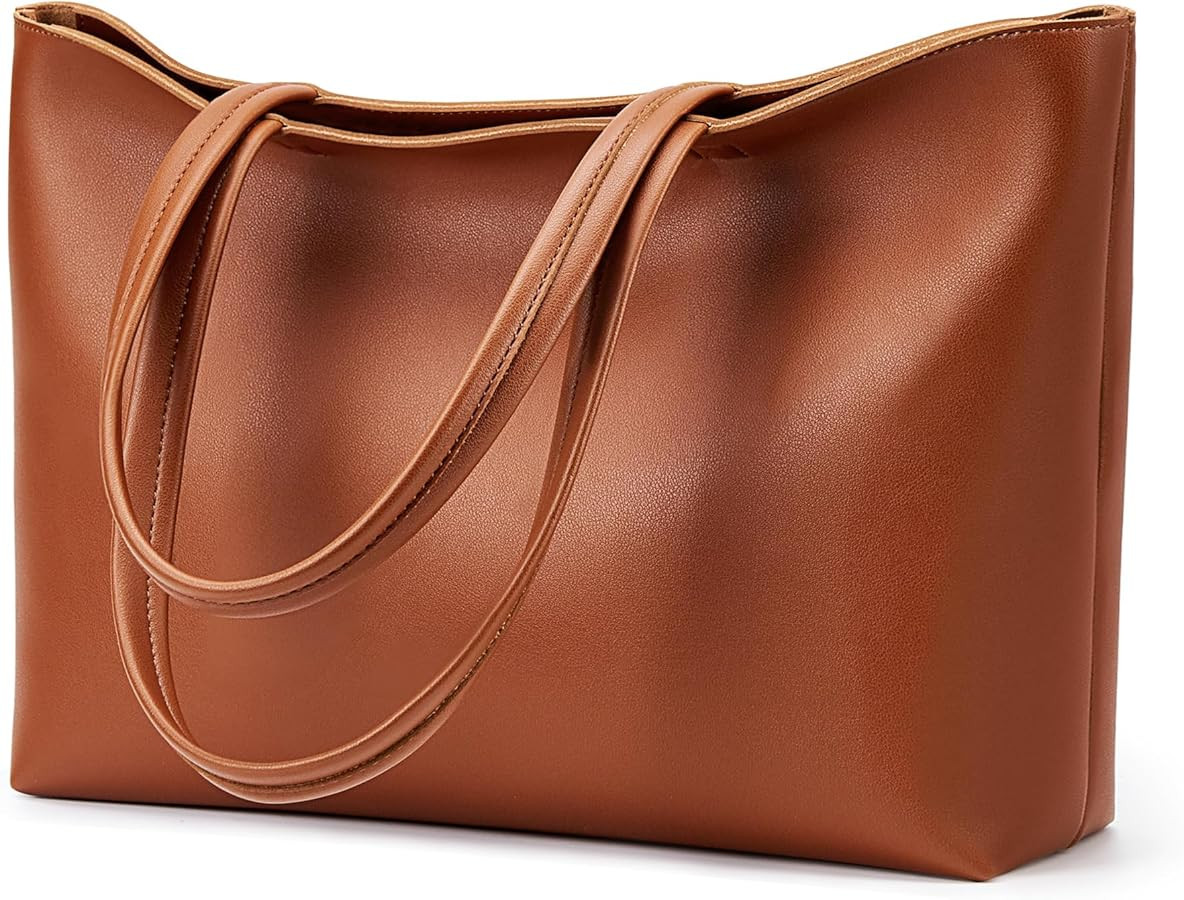 KALIDI Tote Bag Zipper Shoulder Bag Faux Leather Purses Satchel for Women Casual Handbag Work Dat... | Amazon (US)