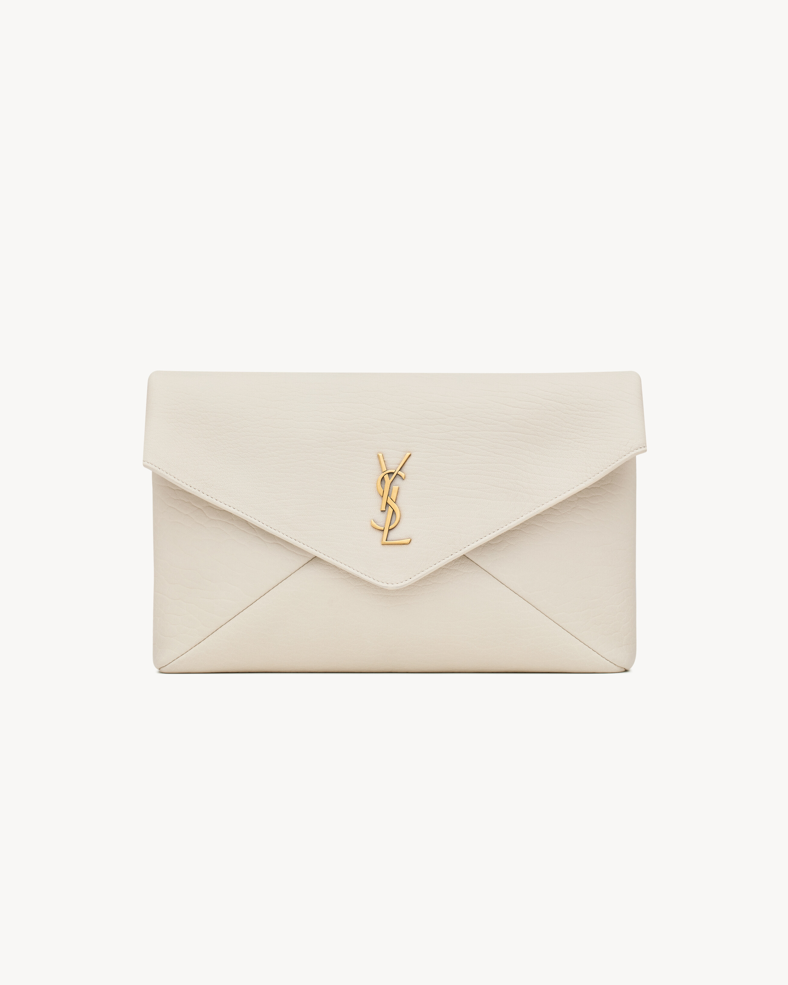 Saint Laurent Cassandre Large Envelope Pouch In Lambskin - White - Women - One Sizenisex | Saint Laurent Inc. (Global)
