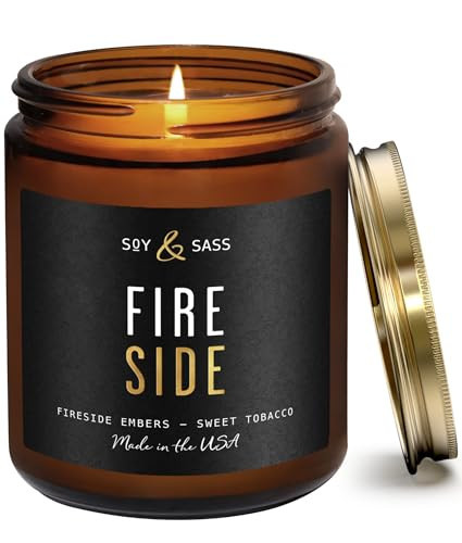 Campfire Wood Fireside Candle I Scented Black Candles for Men or Women - Woodsy, Smores & Campfire Soy Wax Mens Fire Candle - Infused w/Essential Oils |Long 50Hr Burn, 9oz I Non Toxic I Made in USA | Amazon (US)