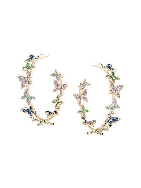 Eye Candy LA The Luxe Collection Amelia Brass &amp; Cubic Zirconia Butterfly Hoop Earrings on SAL... | Saks Fifth Avenue OFF 5TH