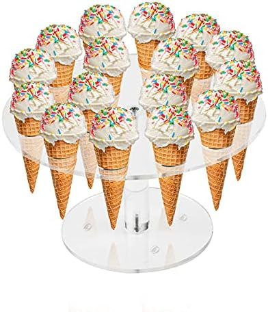 Ice Cream Cone Holder, Clear 16 Holes Food Stand,Acrylic Waffle Cone Display Stand,Hand Roll Sush... | Amazon (US)
