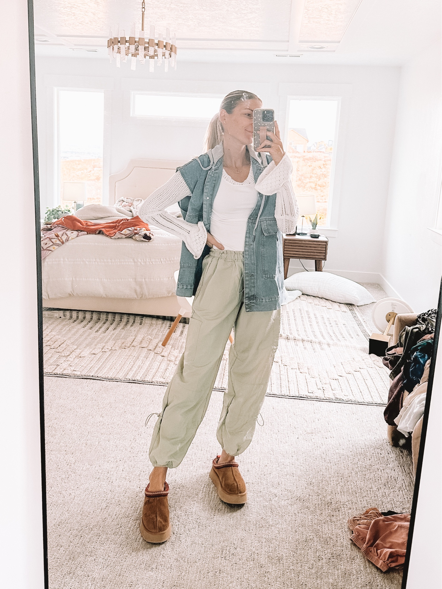 fall outfits • denim vest (runs very oversized) • lightweight cargo pants from amazon • favorite FP white shirt, wardrobe staple but so fun!

#LTKshoecrush #LTKSeasonal