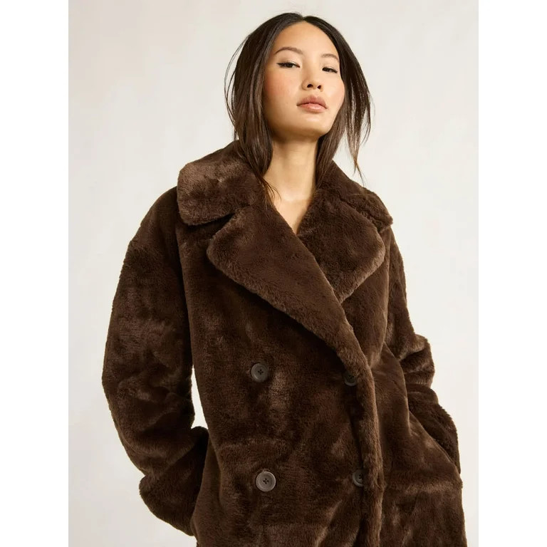 Scoop Women's & Women's Plus Faux Fur Oversized Maxi Coat, Sizes XS-4X | Walmart (US)