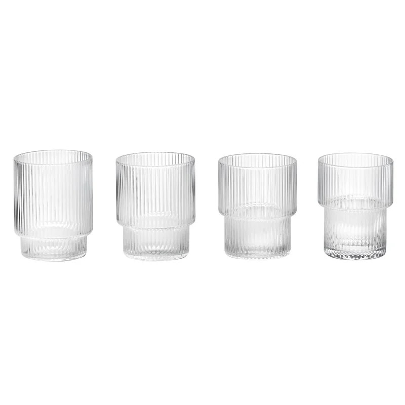 ferm LIVING Ripple drinking glasses, 4 pcs, clear | Finnish Design Shop (FI)