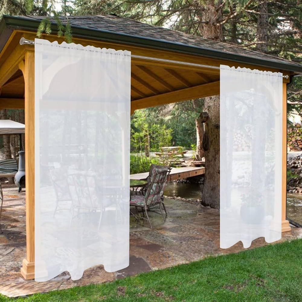 SpaceDresser Waterproof Outdoor Sheer Curtains for Patio - 2 Panels Rod Pocket Indoor Voile Sheer... | Amazon (US)