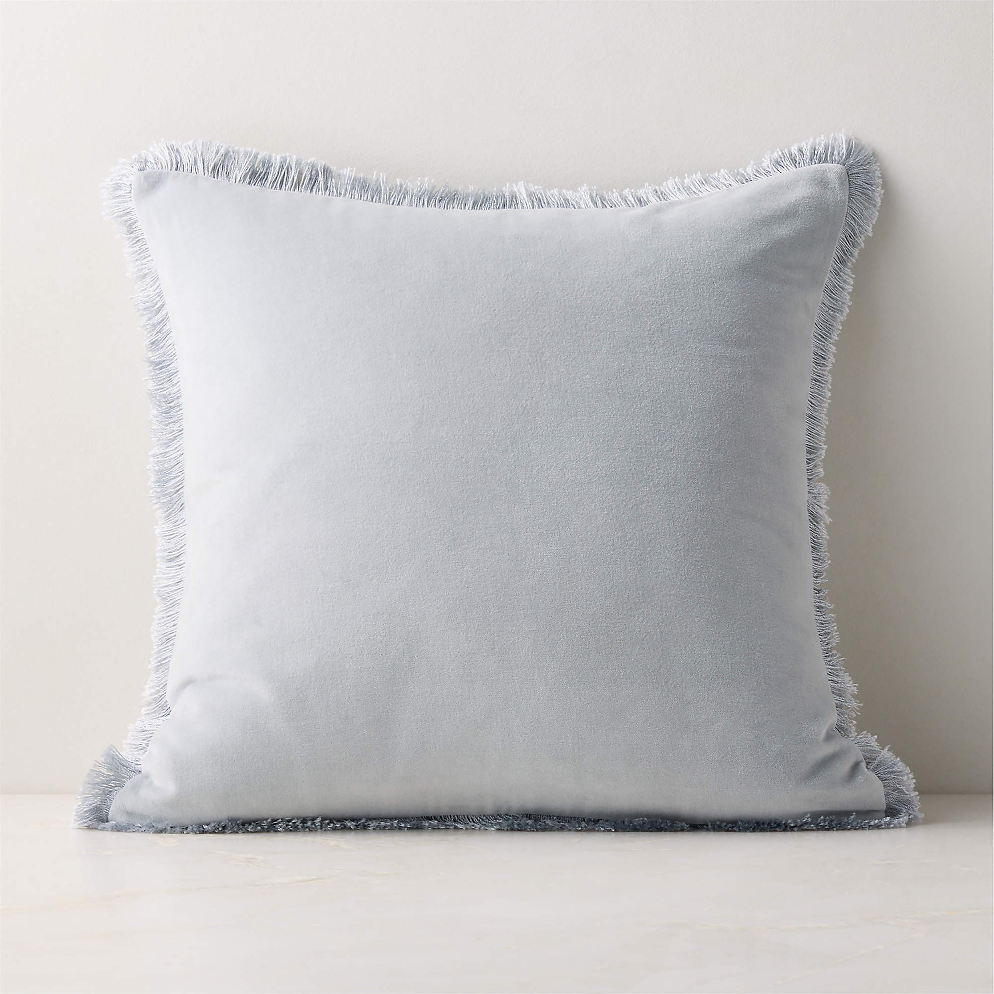 Bettie Light Blue Velvet Pillow with Down-Alternative Insert 20"x20" + Reviews | CB2 | CB2