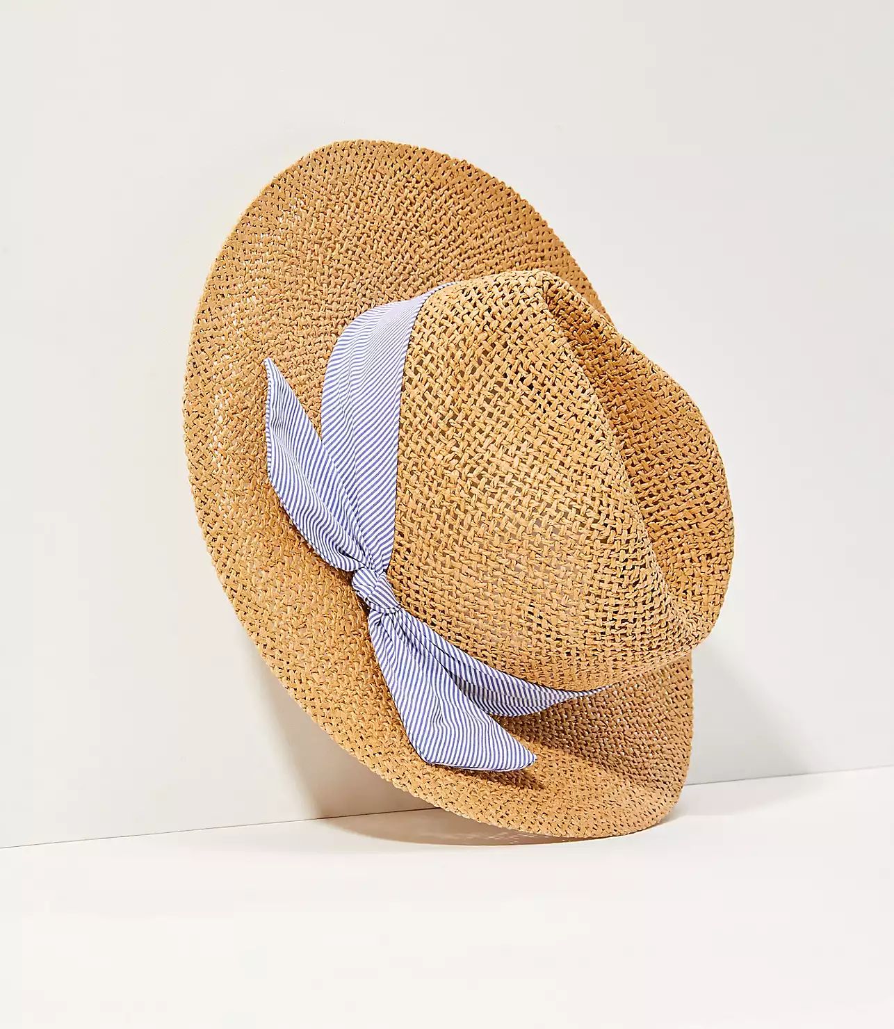 Striped Bow Straw Fedora | LOFT