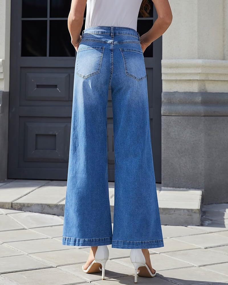 Wide Leg Jeans for Women - High Waisted Baggy Jeans Stretch Loose Denim Pants | Amazon (US)