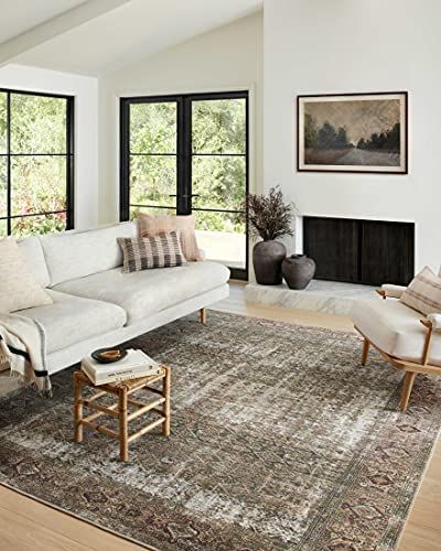 Amber Lewis x Loloi Georgie Collection GER-07 Moss / Salmon 5' x 7'6" Area Rug | Amazon (US)