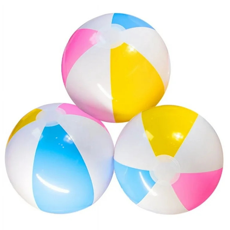 3 Pack Inflatable Beach Balls - Summer Beach Pool Party Supplies, Fun Floating Toys | Walmart (US)