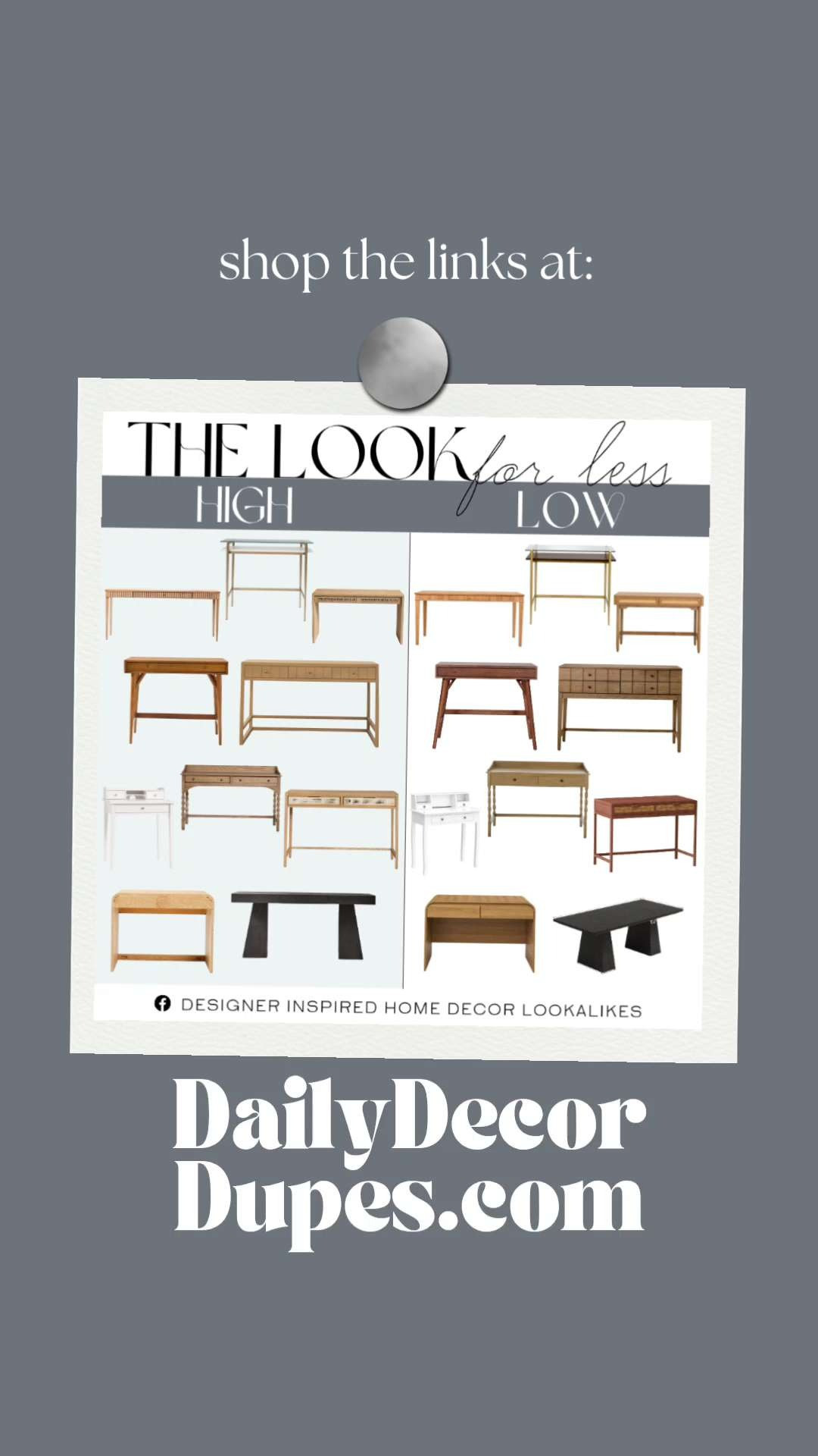 10 Designer & Look-a-Like Desks. High-End Desk Look for Less. Stylish Designer Desk Replicas.  Budget-Friendly Designer Desks. Affordable Modern Office Furniture. Minimalist Designer Desk Look-Alike. Luxury Desk Design Without the Price. 

Home more affordable option find copy cat similar look for less budget friendly affordable cheap cheaper beautiful pretty. Clearance sale coupon code discount code promo code luxury lookalike look a like Inspo inspiration inspired by idea ideas Love like these? I share multiple every day in my FB group. 

 #designerdlookalikedesk #moderndesk #officefurniture #designerdeskalternative #officedeskinspo #lookforless #saveorsplurge #LTKSeasonal #LTKHome