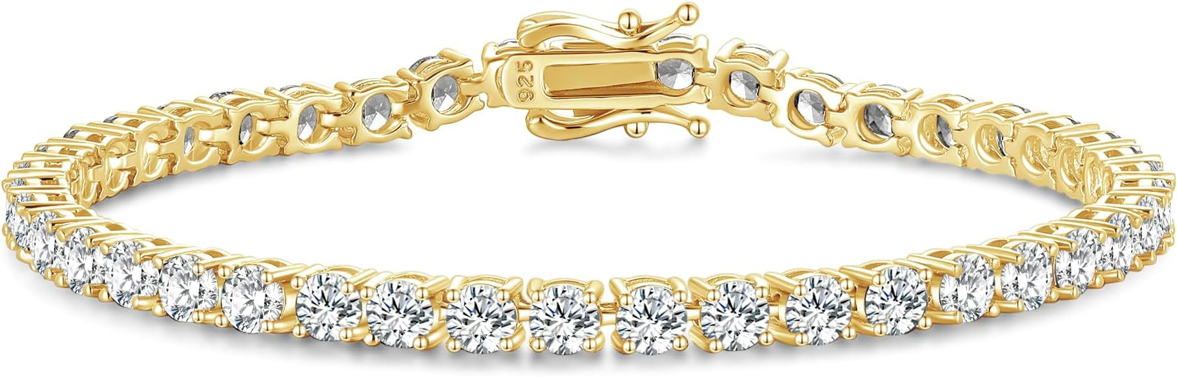 FANCIME Birthstone Bracelet 14K Gold Plated Tennis Bracelets Sterling Silver with Gold Plated Fin... | Amazon (US)