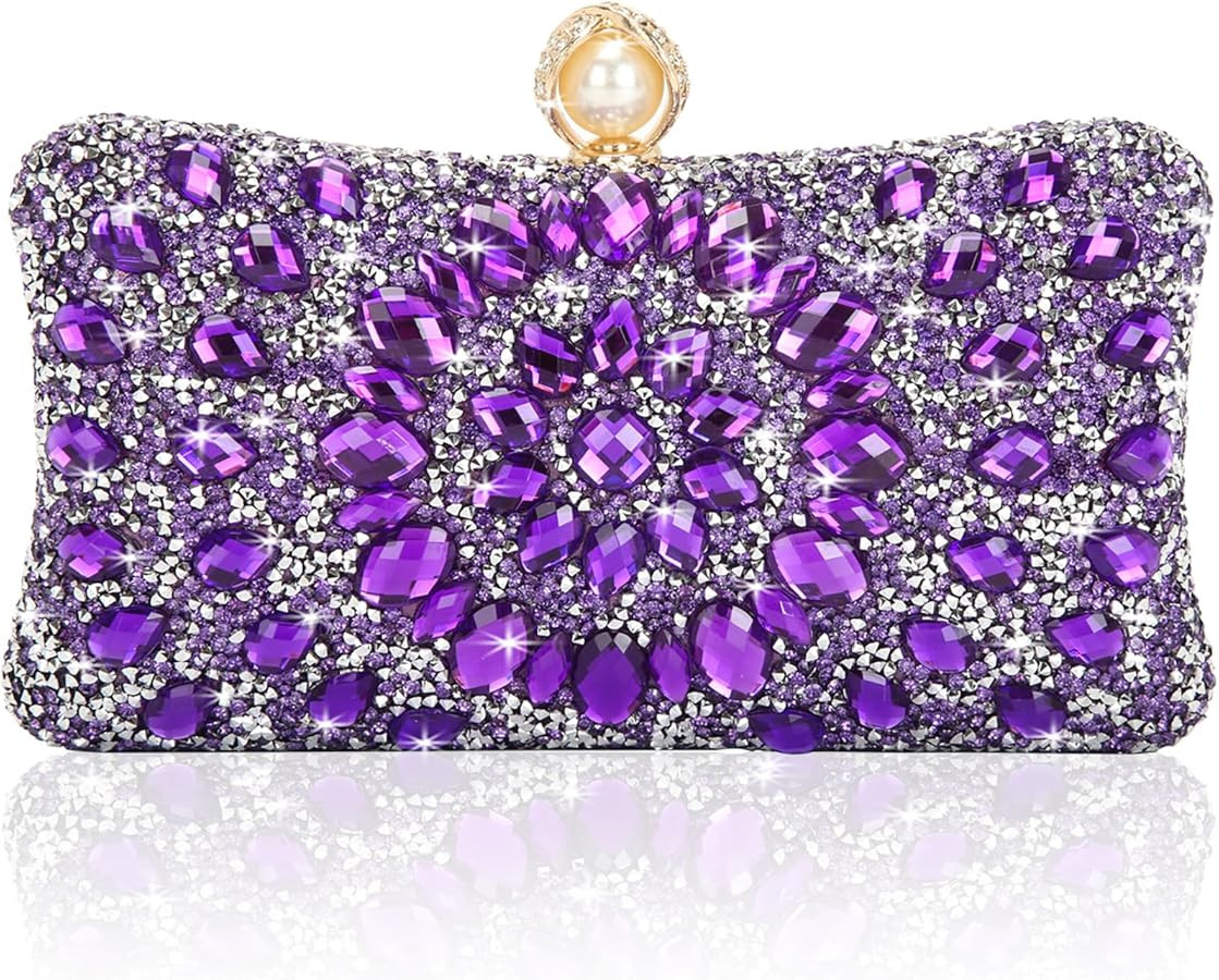 Women's Evening Bags Sparkly Rhinestone Clutch Purses Luxury Handbags | Amazon (US)