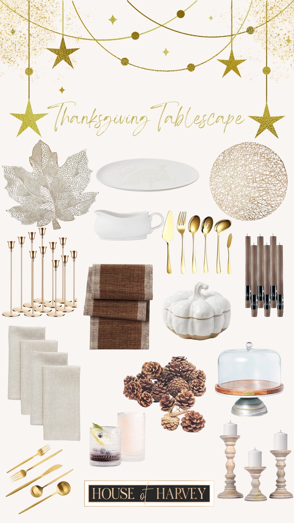 Thanksgiving tablescape for the holidays! 

Holiday style, style tip, thanksgiving, home decor, table decor, placemats, pumpkins, pinecones, gravy boat, candlesticks, table runner 

#LTKSeasonal #LTKhome #LTKHoliday