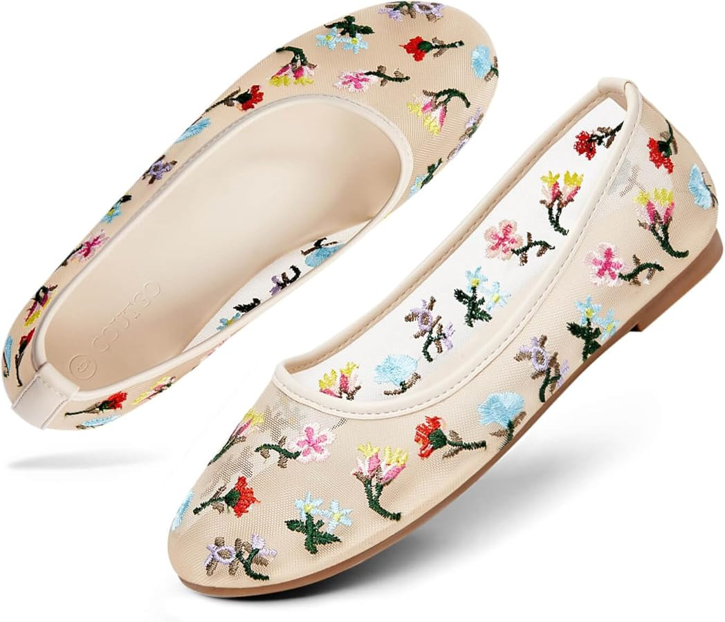 Coutgo Women's Mesh Ballet Flats | Amazon (US)