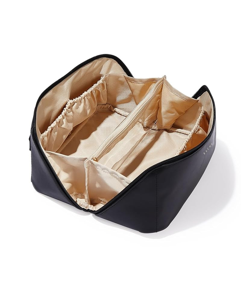EACHY Travel Makeup Bag,Large Capacity Cosmetic Bags for Women,Waterproof Portable Pouch Open Fla... | Amazon (US)