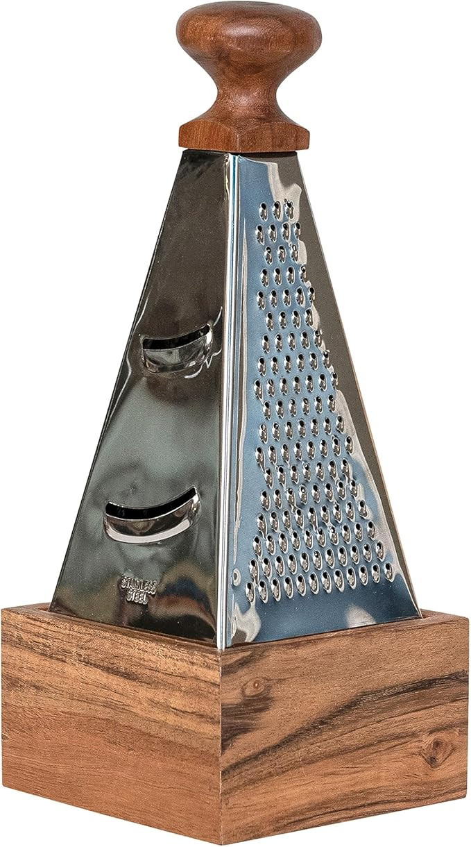 Creative Co-Op 7 Inches Handheld Stainless Steel Acacia Wood Handle Square Base for Kitchen, Natu... | Amazon (US)