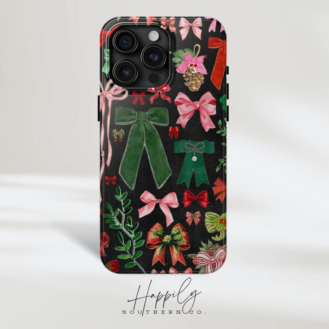 Coquette Christmas Phone Case, Winter Phone Case, Bow Phone Case, iPhone 15 14 13 12 11 Pro Max 8... | Etsy (US)