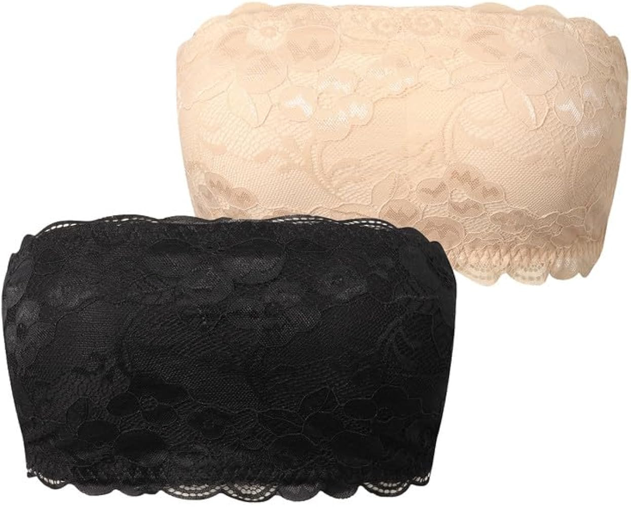Lace Strapless Bra for Women Wireless Bandeau Bra Seamless Padded Bralette Tube Top Sexy Stretchy... | Amazon (UK)