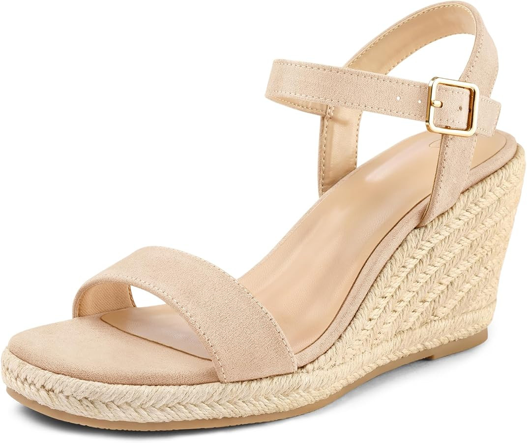 mysoft Women's Platform Espadrille Wedge Sandals Square Open Toe Ankle Strap Buckle Casual Summer... | Amazon (US)