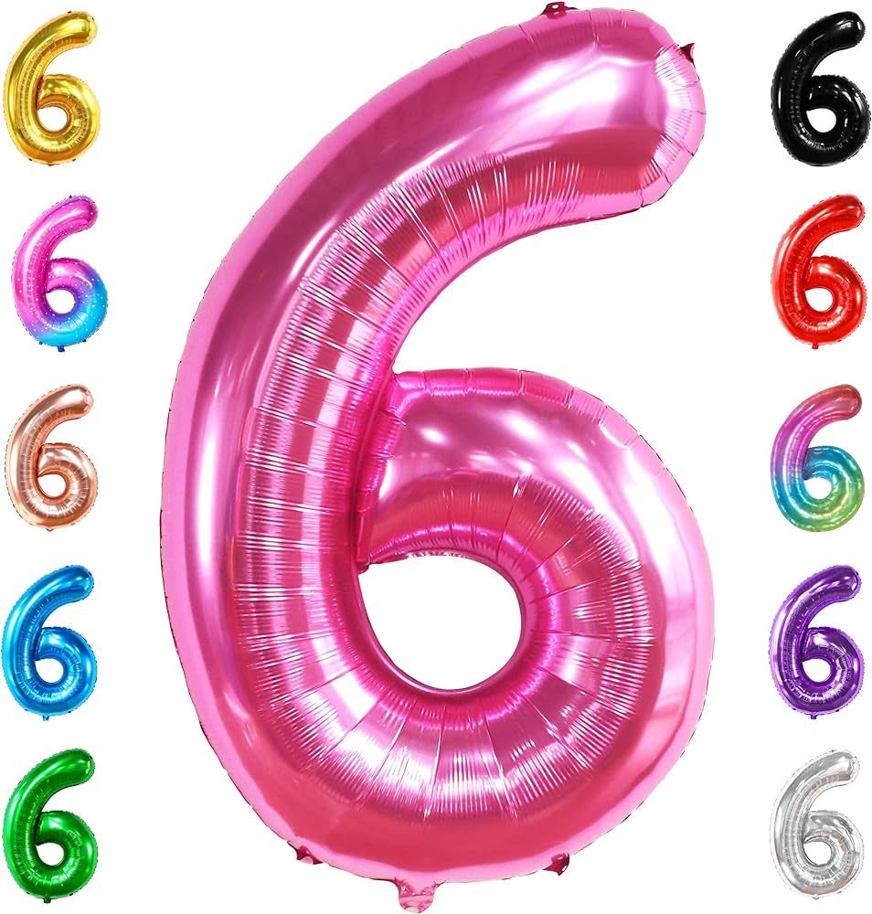 KatchOn, Giant Hot Pink Number 6 Balloon - 40 Inch | Pink 6 Birthday Balloon for 6th Birthday Dec... | Amazon (US)