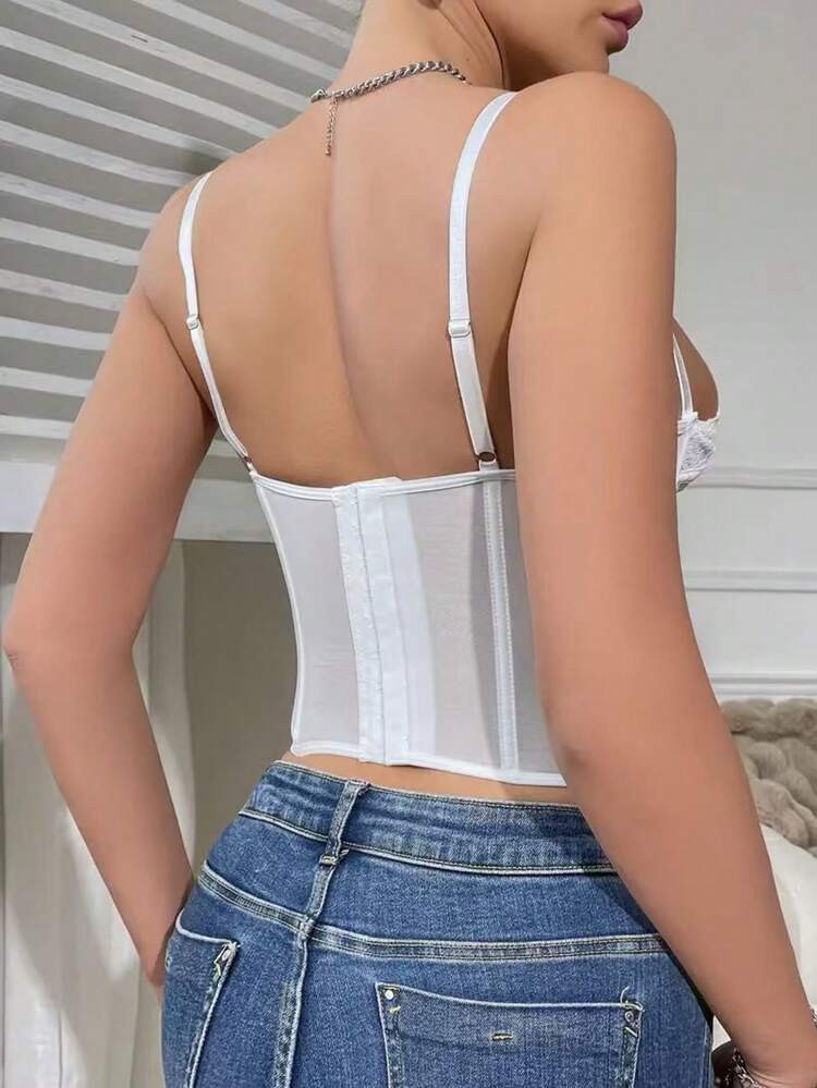 1pc Lace Bustier Corset Tops For Women Sexy Going Out Party Club Top With Buckle | SHEIN