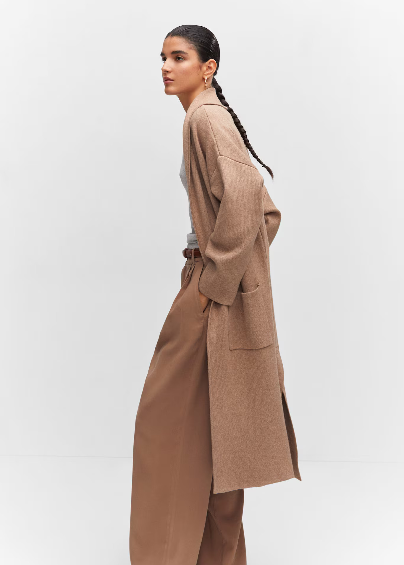 Oversized knitted coat with pockets -  Women | Mango USA | MANGO (US)