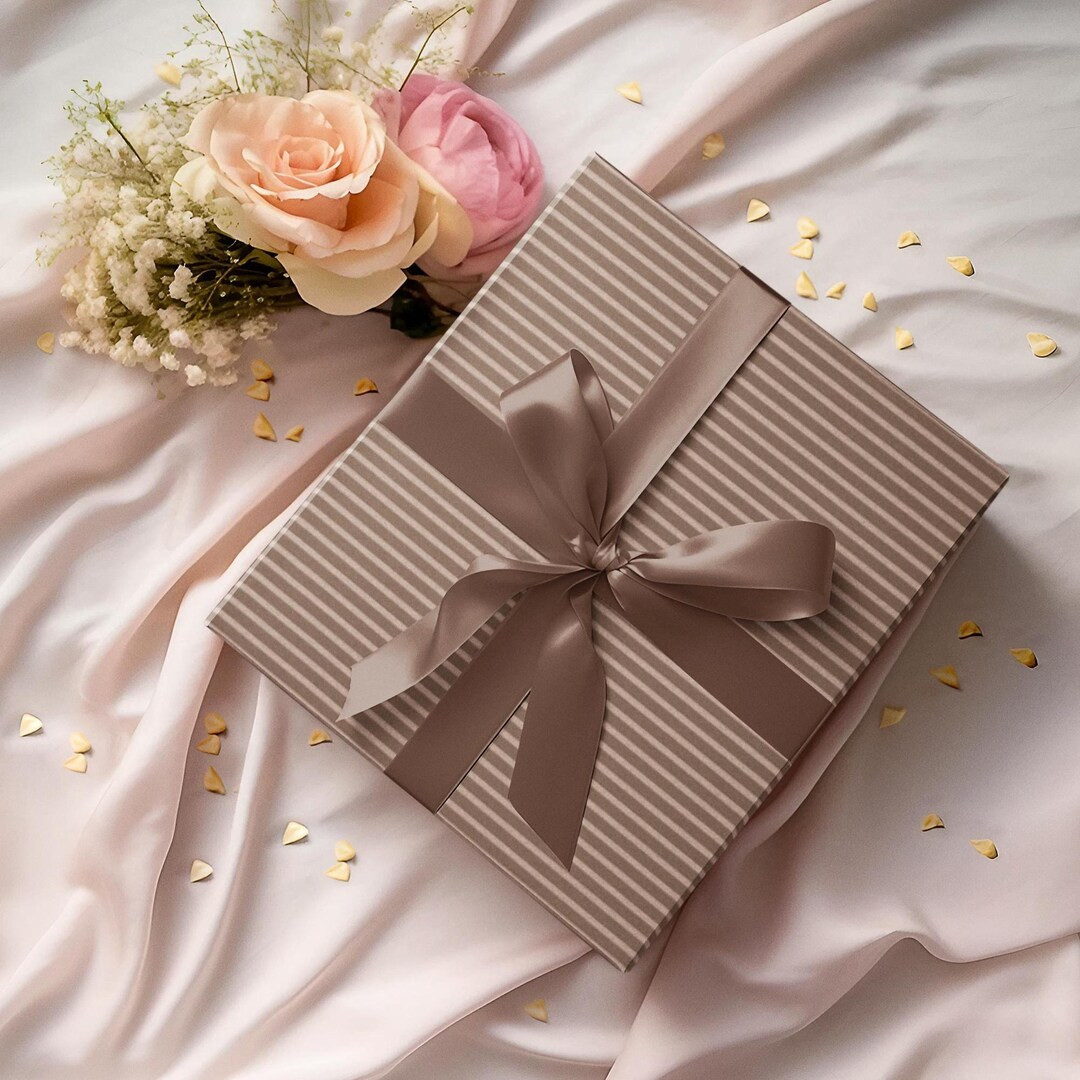 Brown Striped Wrapping Paper: Minimalist Gift Wrap, Matte or Glossy - Etsy | Etsy (US)