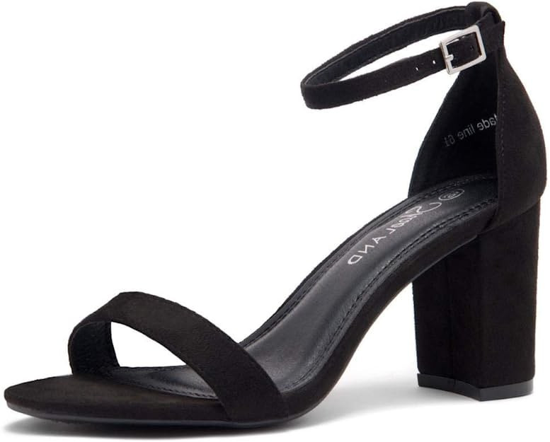 Shoe Land Madeline Women's Open Toe Ankle Strap Chunky Block Low Heel Dress Party Pump Sandals | Amazon (US)