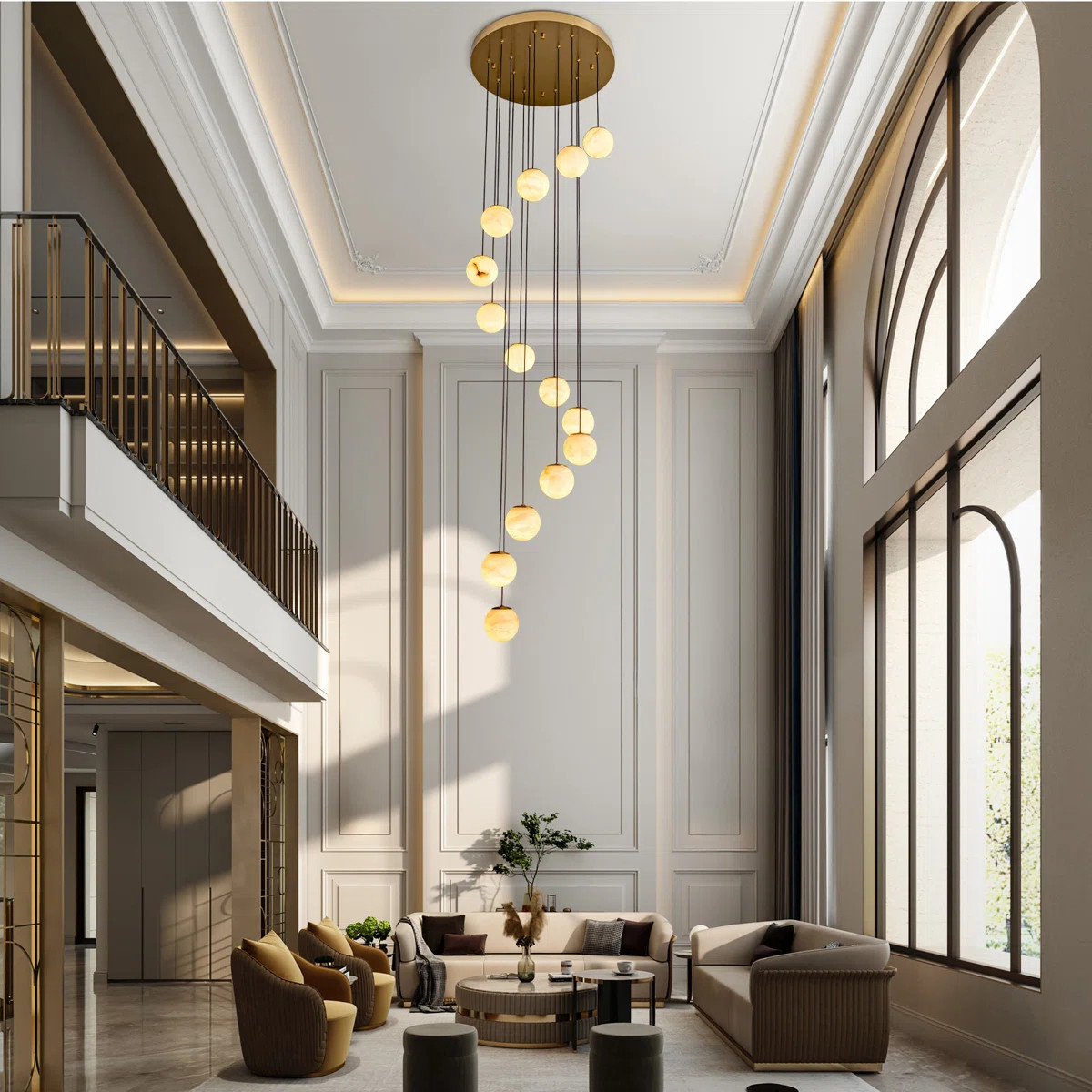 14-Lights Alabaster Staircase Chandelier | Wayfair North America