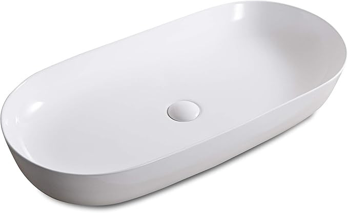 Ruvati 32 x 16 inch White Oval Bathroom Vessel Sink Above Counter Vanity Porcelain Ceramic Wash B... | Amazon (US)