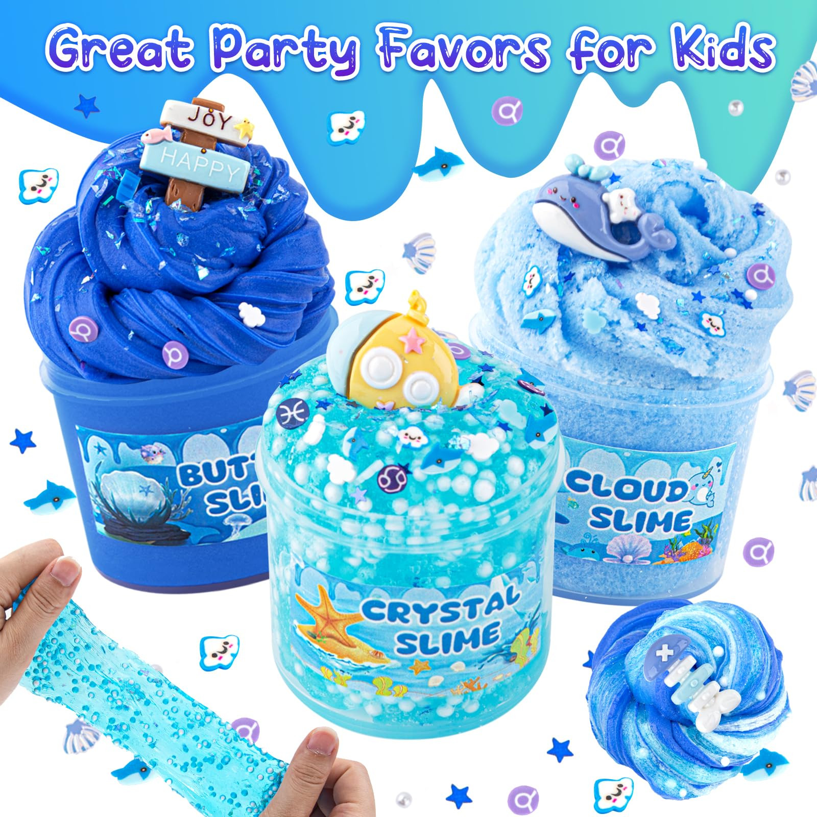 6 Pack Slimes, Blue Slime Kit, Butter Cloud Slime for Boys Girls Ages 8-12,Toys for Girls and Boy... | Amazon (US)