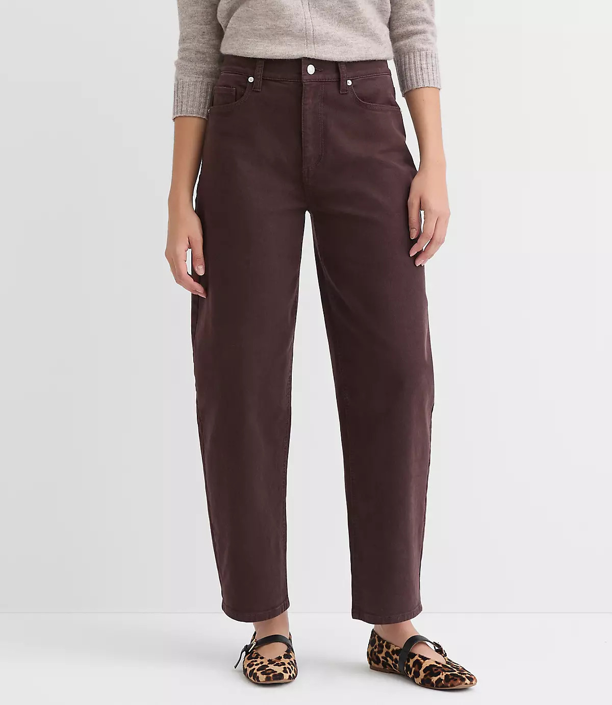 Petite High Rise Barrel Jeans in Iced Espresso | LOFT