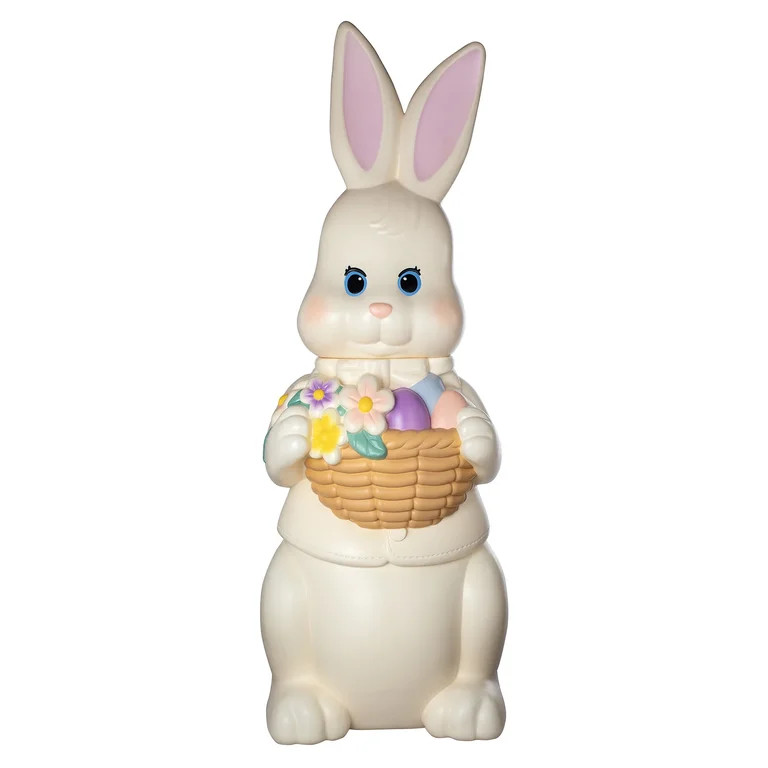 Lighted Blow Mold Easter Bunny Figurine, 12" White Pre-Lit Bunny with Eggs Basket, Weatherproof O... | Walmart (US)