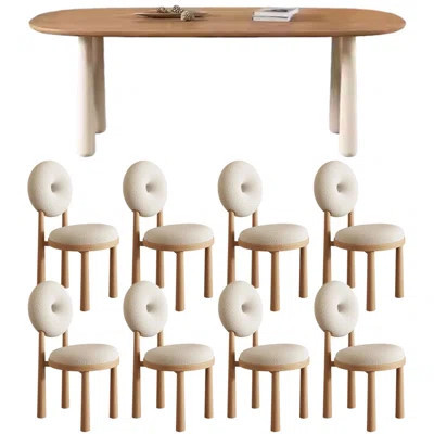 Modern Creamy Style Solid Wood Dining Table Set | Wayfair North America