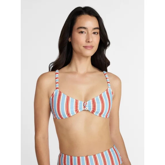 Time and Tru Women's and Women's Plus Knot Front Bralette Bikini Top, Sizes XS-3X | Walmart (US)