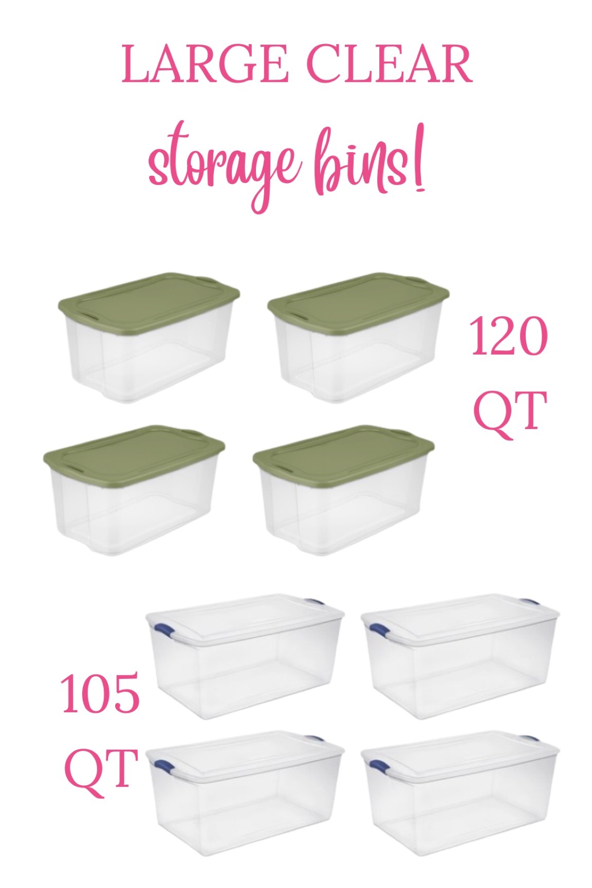 Sterilite 120 Qt. EZ Carry Plastic, Adult, Clear/Sage Legume