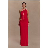 Edwina Knotted Mesh Maxi Dress / Red | MESHKI | S | MESHKI US