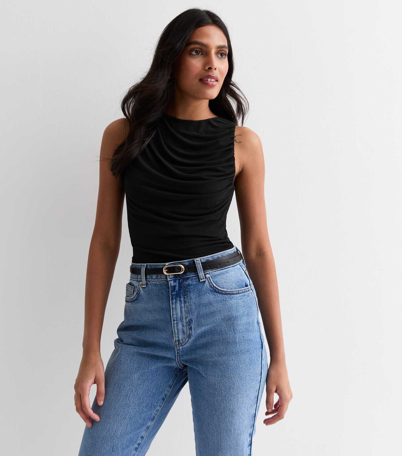 Black Ruched Sleeveless Top | New Look | New Look (UK)