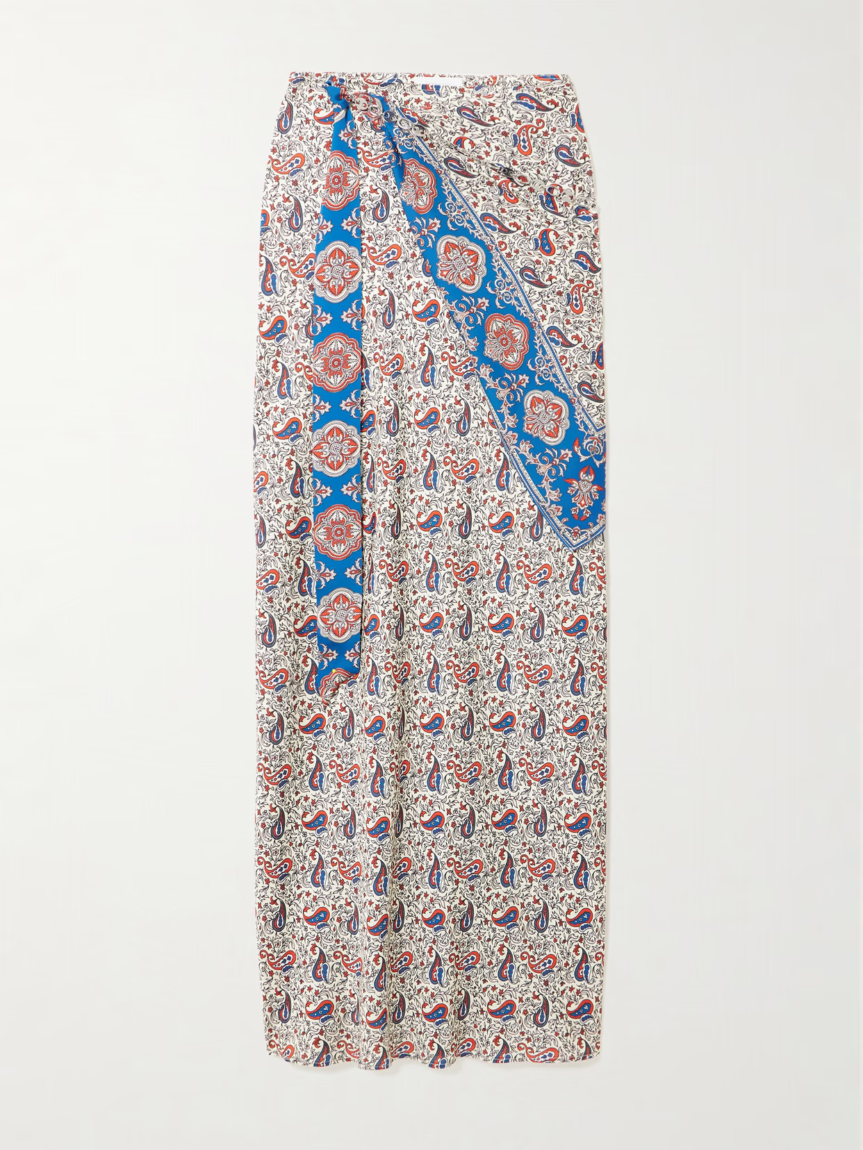 RABANNE - Chain-detailed Paisley-print Crepe Maxi Skirt - Cream | NET-A-PORTER (UK & EU)