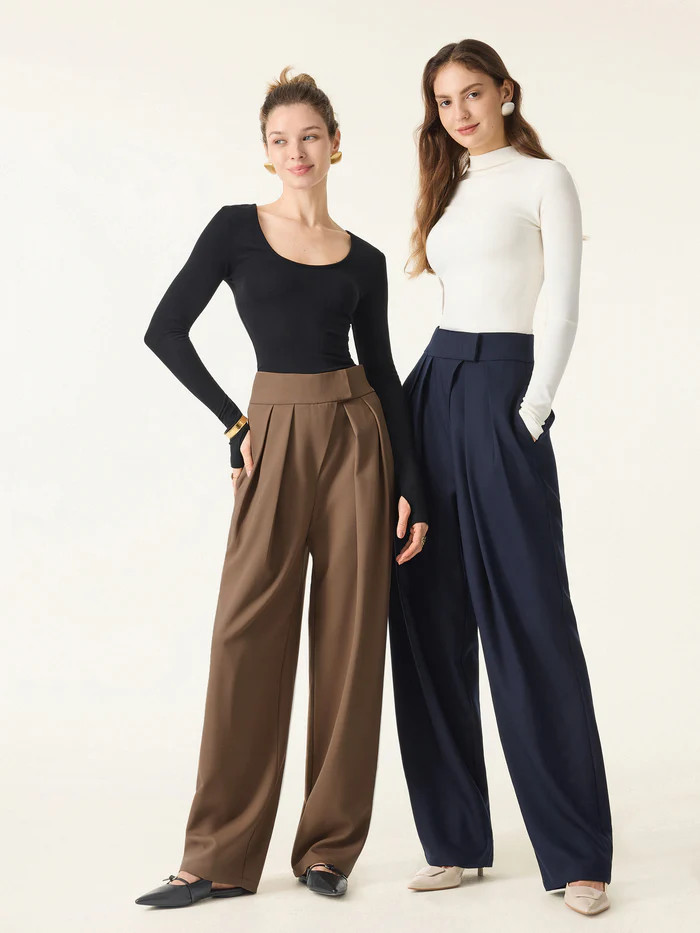 High Rise Pegged Leg Trousers with Pockets | OGLmove