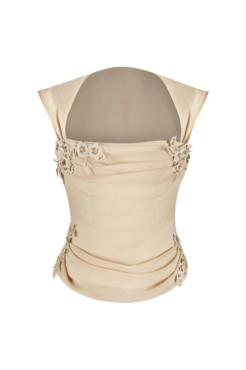 BELLE DRAPED LACE CORSET IN CREAM | Stolen Stores | CULT MIA | CULT MIA UK LTD