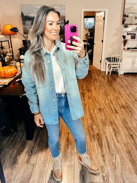 Small shacket tts
Small bodysuit - runs small, I’d size up (sold out right now)
Jeans tts (sold out so I linked similar)
Boots tts and shockingly comfortable!

#LTKfit #LTKunder50 #LTKunder100