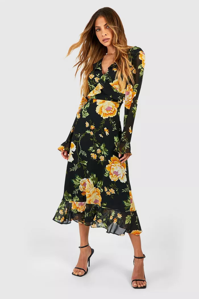 Floral Chiffon Printed Smock Dress | Boohoo.com (UK & IE)