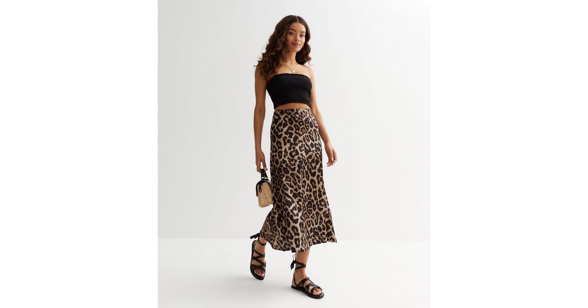Petite Brown Leopard Print Satin Midi Skirt
						
						Add to Saved Items
						Remove from Sav... | New Look (UK)