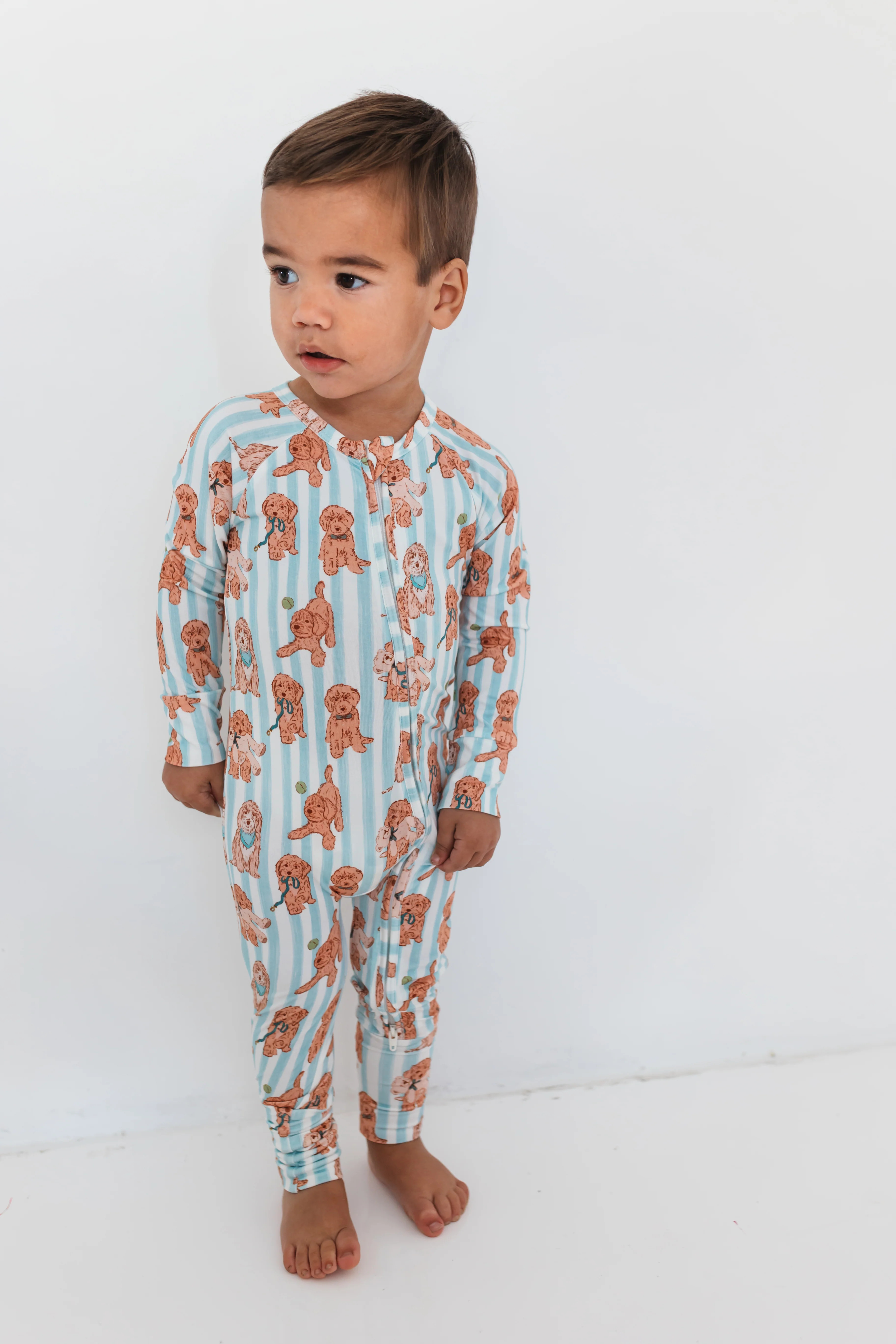 Blue Puppy Zipper Romper | In My Jammers