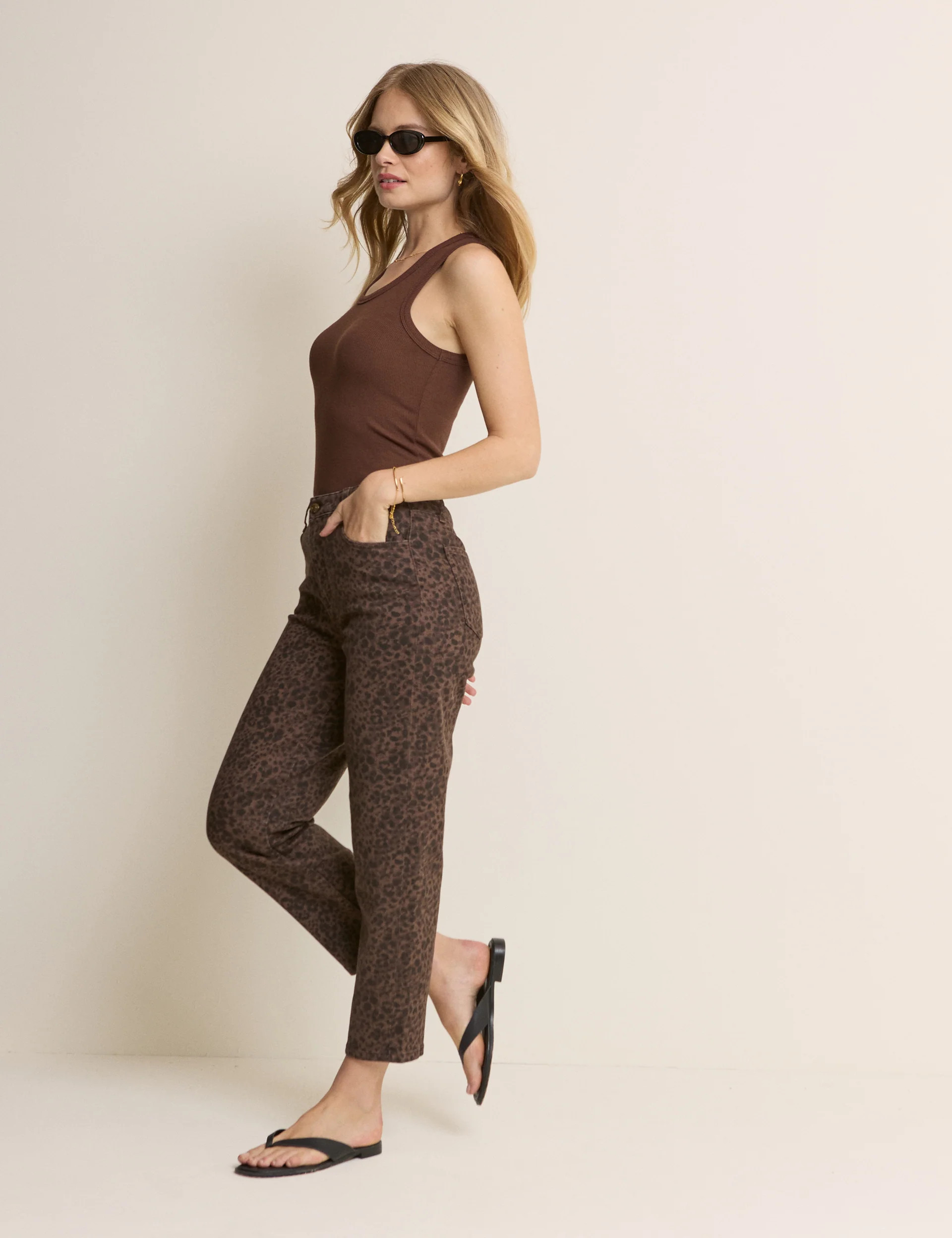 Leopard Print Mid Rise Camden Tapered Jeans | Nobody's Child