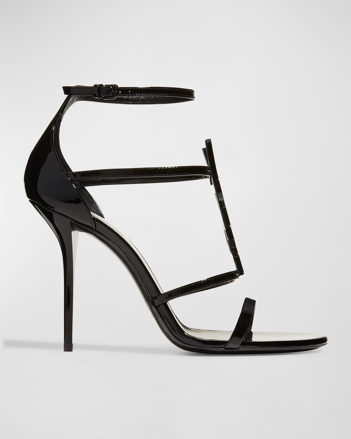 100mm Opyum YSL Patent Leather Sandals with Black Hardware | Neiman Marcus