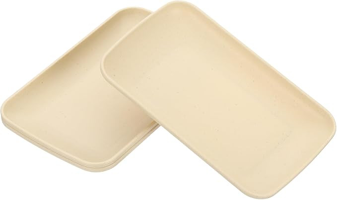PATIKIL 3 Pack Wheat Plates, 9"x6" Rectangular Plastic Dinner Plates Reusable Wheat Plates Unbrea... | Amazon (US)