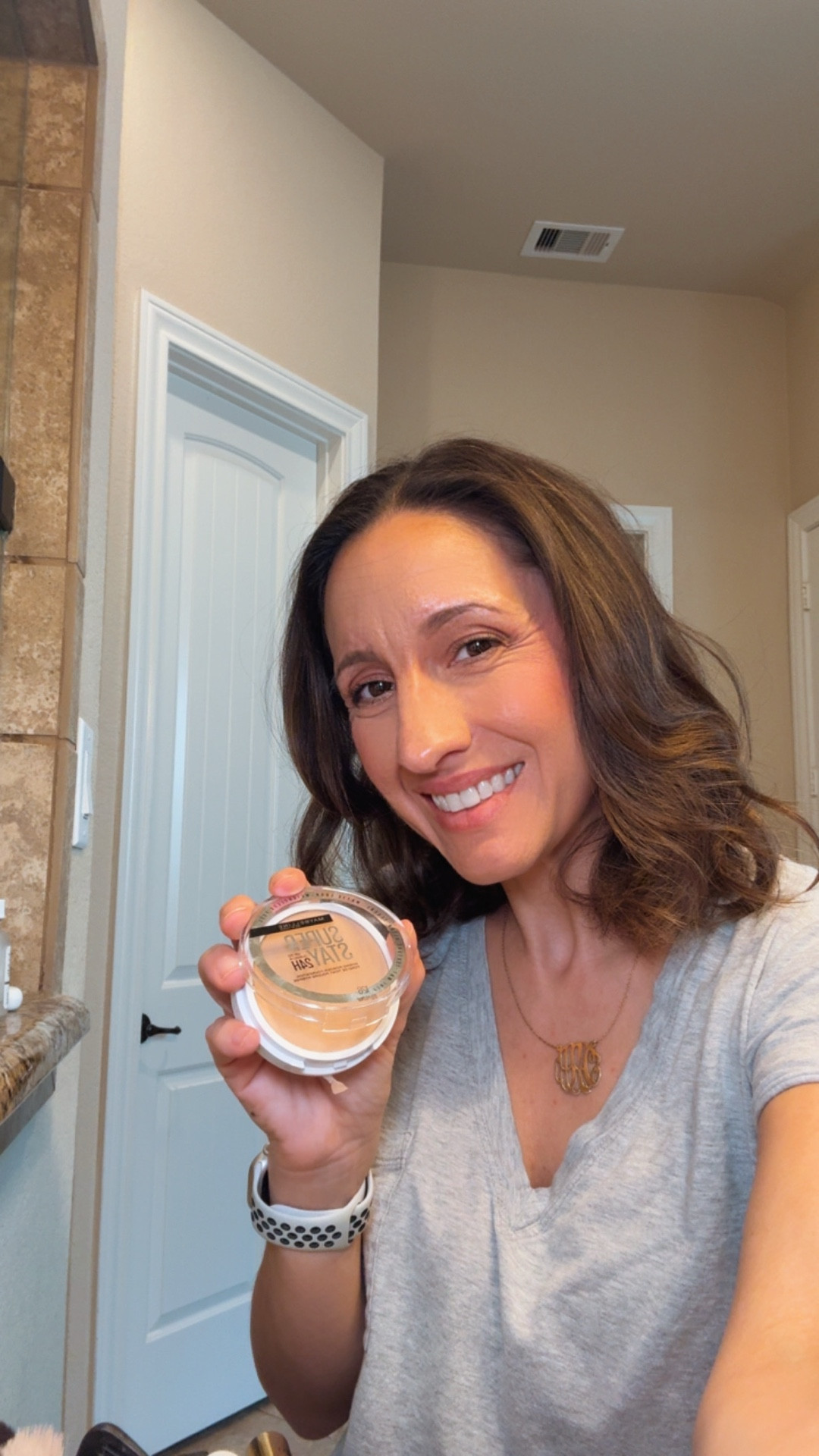 Maybelline Super Stay Matte 24HR Hybrid Pressed Powder Foundation.
I love this! Plus it has a separate space for the applicator, and a mirror too! 

#LTKOver40 #LTKselfcare #LTKBeauty